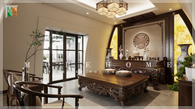 Thờ cúng luôn là tín ngưỡng từ bao đời nay của người Việt, vì vậy nếu ngôi nhà của bạn có diện tích rộng thì nên đầu tư hẳn một căn phòng riêng để đảm bảo sự yên tĩnh cho không gian linh thiêng này